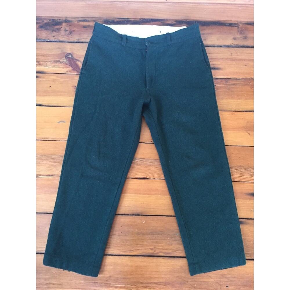 Vtg Kittery Trading Post Hunter Green Wool Flat Front Pants Slacks Mens 35x27